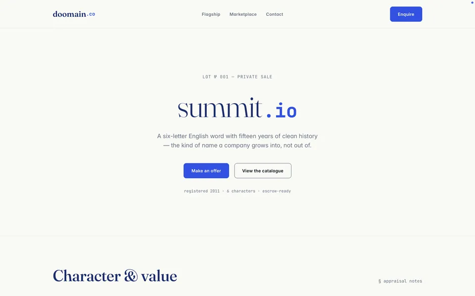 Preview of Doomain, a Framer template for domain resellers.