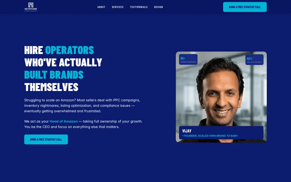 Homepage of the Keystone Growth Partners website built in Framer by Anthony Stephen Mendes.